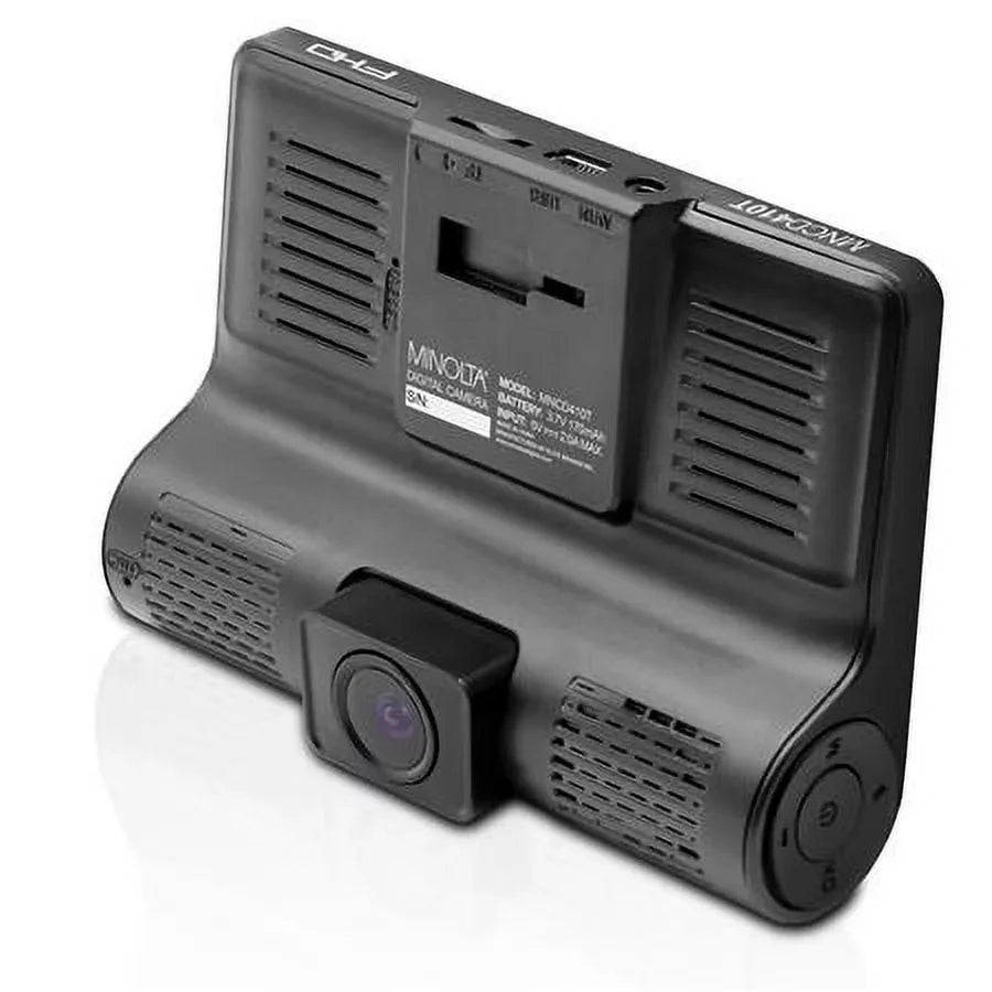 MNCD410T Full HD Front and Rear View 4" LCD Screen Dash Camera with 3-Channel Recording, Black