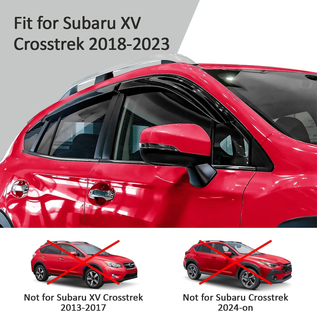 Voron Glass Tape-on Extra Resilient Rain Guards for Subaru XV Crosstrek 2018-2024, Window Deflectors, Vent Window Visors, 6 Pieces - 100489
