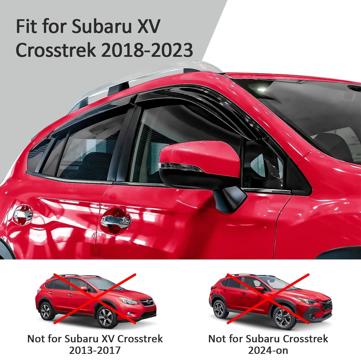 Voron Glass Tape-on Extra Resilient Rain Guards for Subaru XV Crosstrek 2018-2024, Window Deflectors, Vent Window Visors, 6 Pieces - 100489