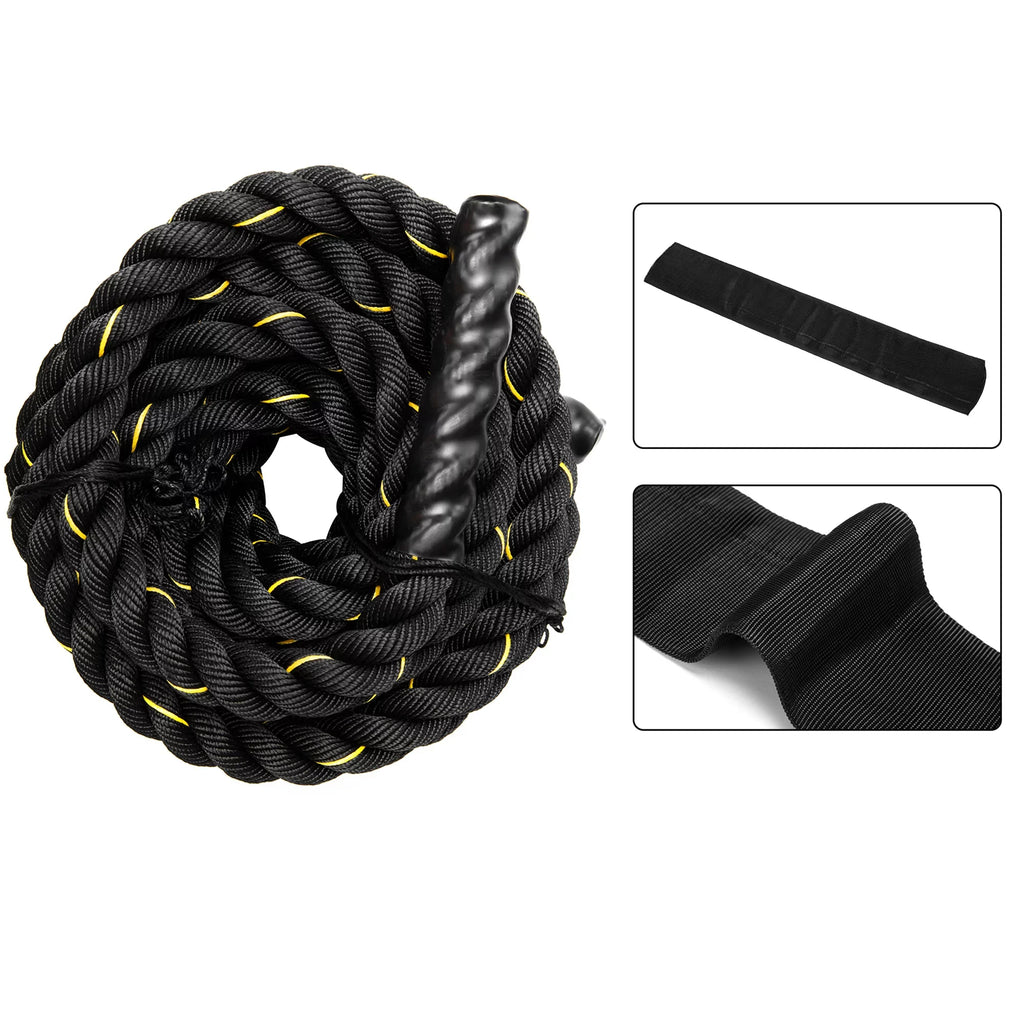 1.5" Training Rope Battle Rope Workout Training Undulation Rope, 50ft Length Fitness Battle Rope Heavy Duty Gym Fitness Workout Combat Battle Ropes for Strength Power Training, 15M
