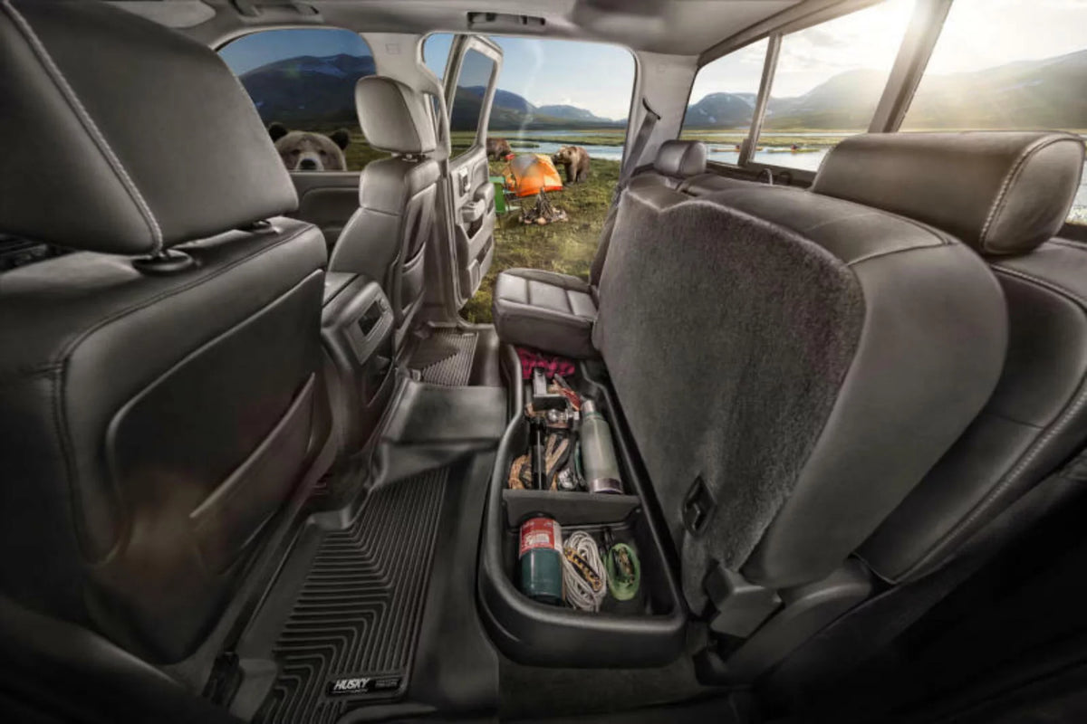 Husky by RealTruck - 9511 Fitting with 2014-19 Toyota Tundra Double Cab Gearbox Under Seat Storage Box Black