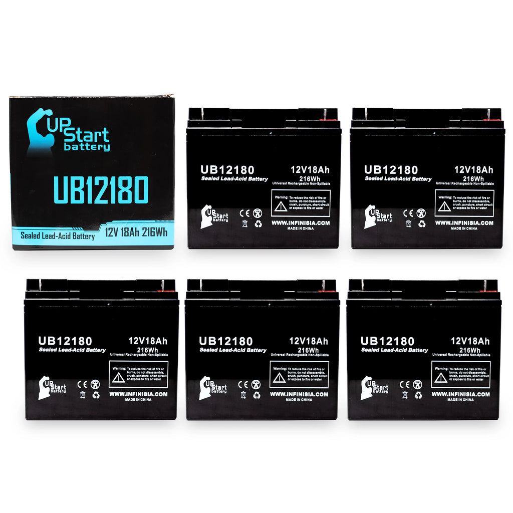 5x Pack - Fitting EAGLE PICHER BATTERIES CF12V18 Battery - Replacement UB12180 Universal Sealed Lead Acid Battery (12V, 18Ah, 18000mAh, T4 Terminal, AGM, SLA)