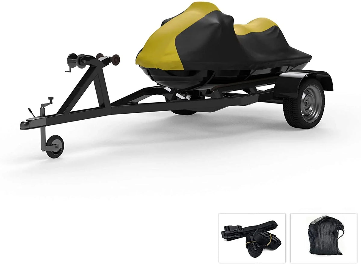 Environment Jet Ski Coating for Yamaha EXR 2020 - Yellow/Black Color - All Environment - Trailerable - Protects from Rain, Sun, UV Rays, and More! Includes Trailer Straps and Storage Bag