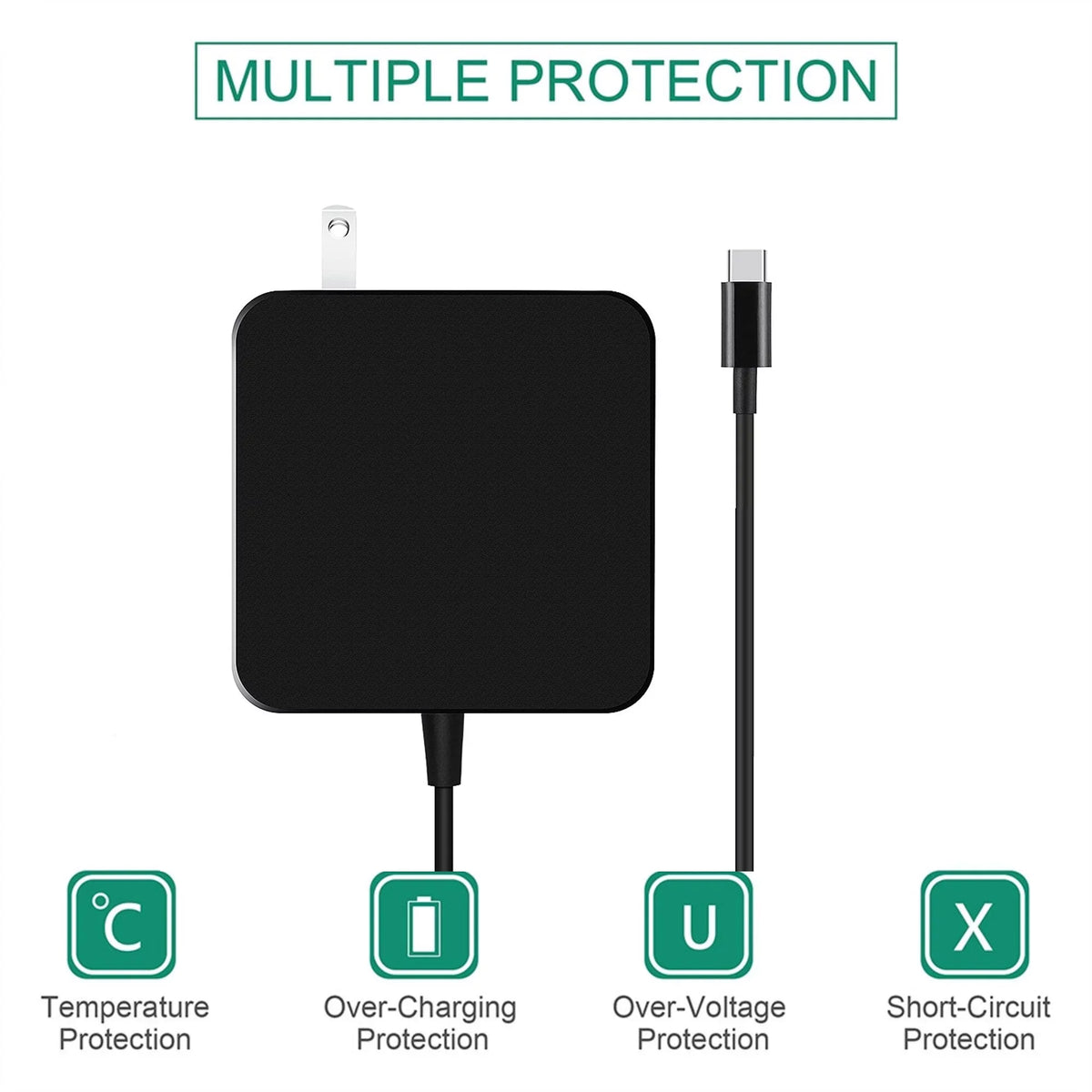 K-MAINS Black 65W USB Type-C AC Adapter Charger Replacement for Dell XPS 13 7390 P82G003 2-in-1 Laptop PSU