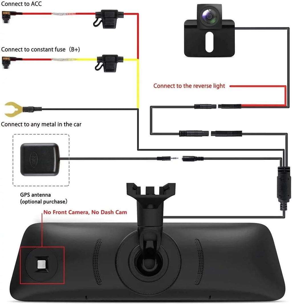 Auto-Vox Rear View Mirror Monitor 9.35'' Touch Screen 1080P Backup Camera Driving Recorder for Truck