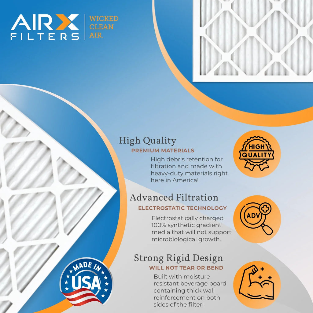 16x16x1 Air Filter MERV 8 Comparable to MPR 700 & FPR 5 Electrostatic Pleated Air Conditioner Filter 6 Pack HVAC AC Premium USA Made 16x16x1 Furnace Filters by AIRX FILTERS WICKED CLEAN AIR.