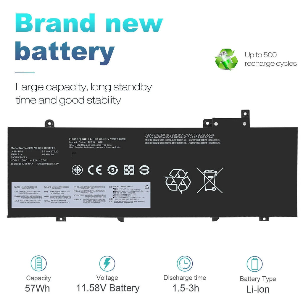 OEM 57Wh L17M3P72 Battery For Lenovo ThinkPad T480S 01AV478 SB10K97620 01AV479