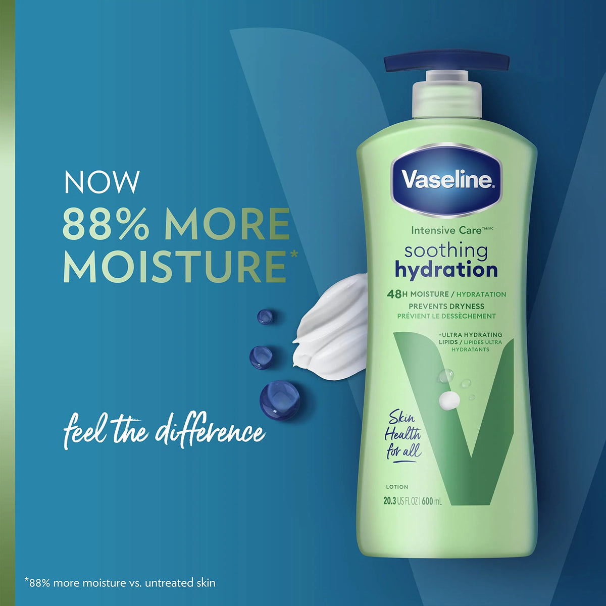Vaseline Intensive Care Body Lotion Aloe Soothing Hydration 4 Ct For Dry Skin With Ultra-Hydrating Lipids + 1% Aloe Vera Extract 20.3 Oz.