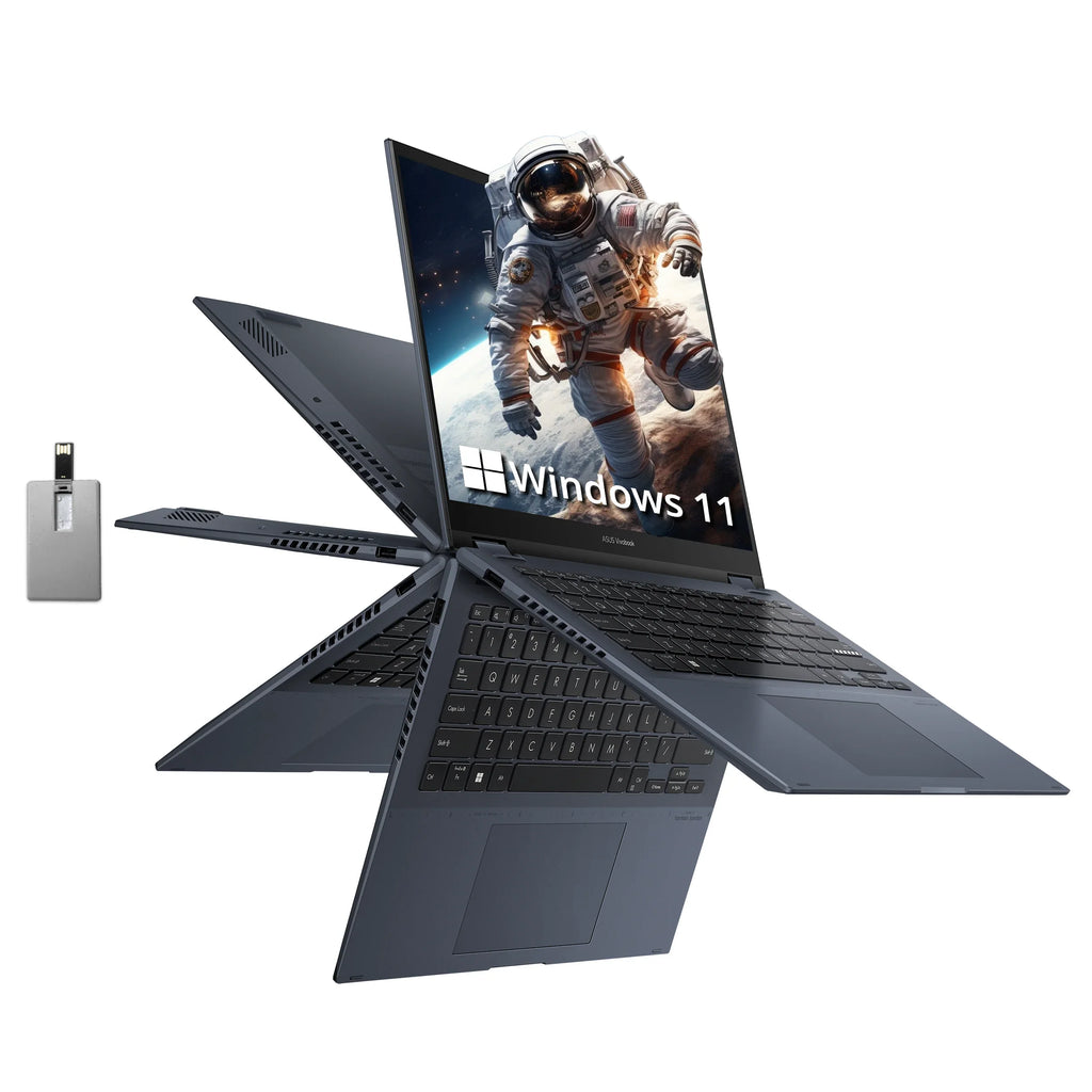 ASUS Vivobook S 14 Flip 14" FHD Touch Display, Intel Core i5-12500H CPU, 8GB DDR4 RAM, 512GB SSD, NumberPad, Thunderbolt 4, Windows 11 Home, Quiet Blue, Hotface 32GB USB Card